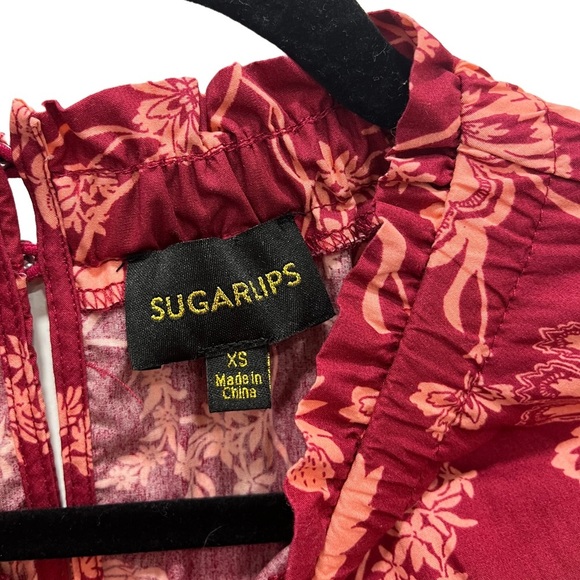 Sugarlips | Mulberry Floral Rowena Ruffled Cotton Shift Dress XS 3/4 Sleeves - Picture 4 of 12